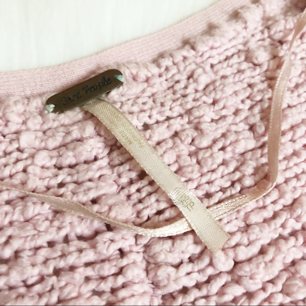 Free People Open Knit Songbird Sweater Pink XS - Picture 5 of 8